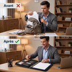 Comparatif avant et après organisation des affaires professionnelles avec le porte-documents ArcaFolio