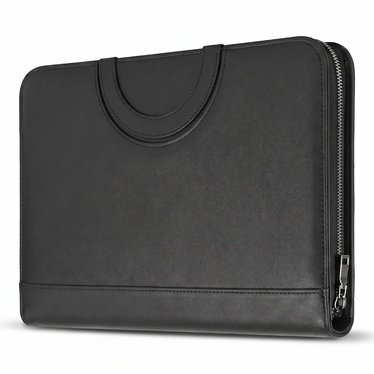 Porte-documents A4 en cuir noir ArcaFolio fermé vue studio fond blanc