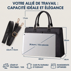 Schéma des dimensions et caractéristiques du porte documents femme Kalea