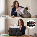 Comparatif avant après entre un sac à dos encombrant et le porte documents femme Matelya