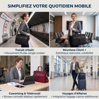 Utilisation du porte documents femme Sérénia en métro, voyage et réunion