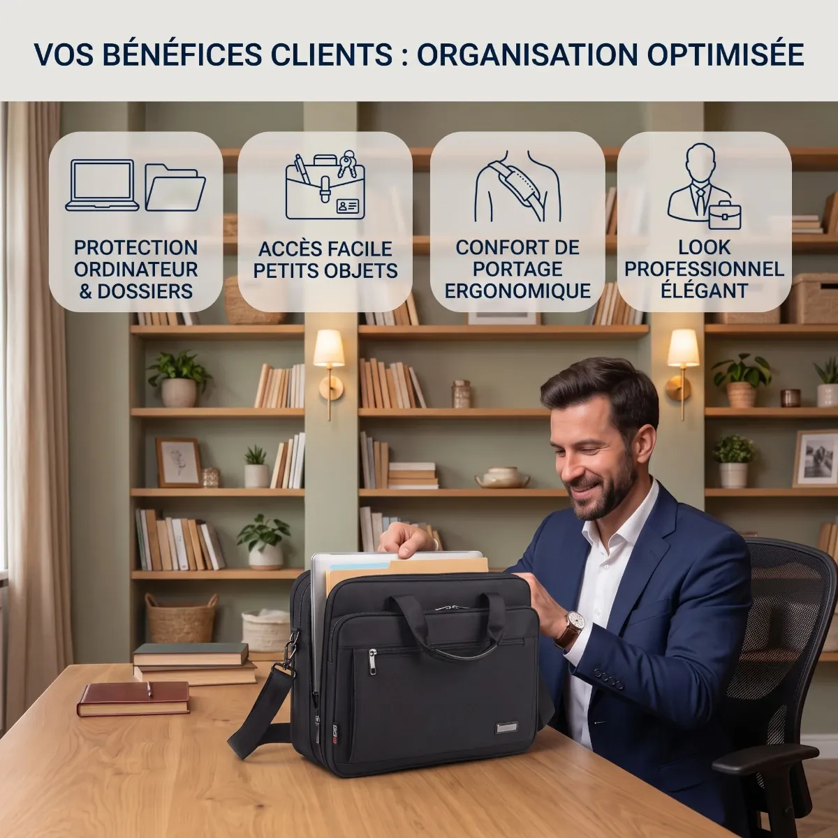Porte-documents FlexoMax - Synthèse des bénéfices d'organisation et de protection