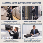 Utilisation du porte-documents pour homme Grainton en commuting, rendez-vous clients, réunions et voyages d'affaires.