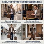 Utilisation polyvalente du porte-documents homme TriVault comme sacoche ordinateur homme pour les réunions et voyages.