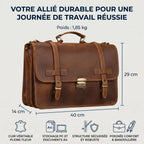 Dimensions du porte-documents pour homme TriVault (40x14x29 cm) pour sac ordinateur 15 pouces et dossiers A4.
