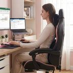 Vue de profil montrant le soutien du dos et la posture ergonomique sur la chaise gaming Homcom.