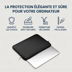 Caractéristiques de la housse macbook NeoSkin : protection antichoc ordinateur, doublure anti-rayures et fermeture sécurisée.