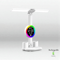 Rechargeable Lampe de Bureau LED Multifonction Avec Ventilateur et Horloge