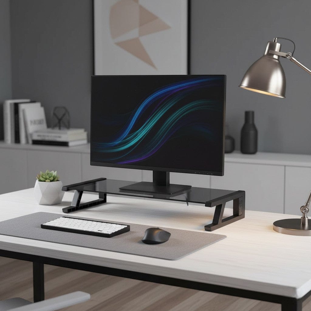 Réhausseur d'Écran avec Hub USB 4 Ports - Support Écran Ordinateur Ergonomique