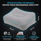 Schéma technique du repose-pieds ergonomique Aero Step indiquant les dimensions de 39x29x16 cm.