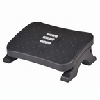 Vue de trois quarts du repose-pieds ergonomique Nexus Step en polymère haute densité sur fond blanc, montrant sa surface texturée, ses picots, et ses rouleaux de massage centraux.