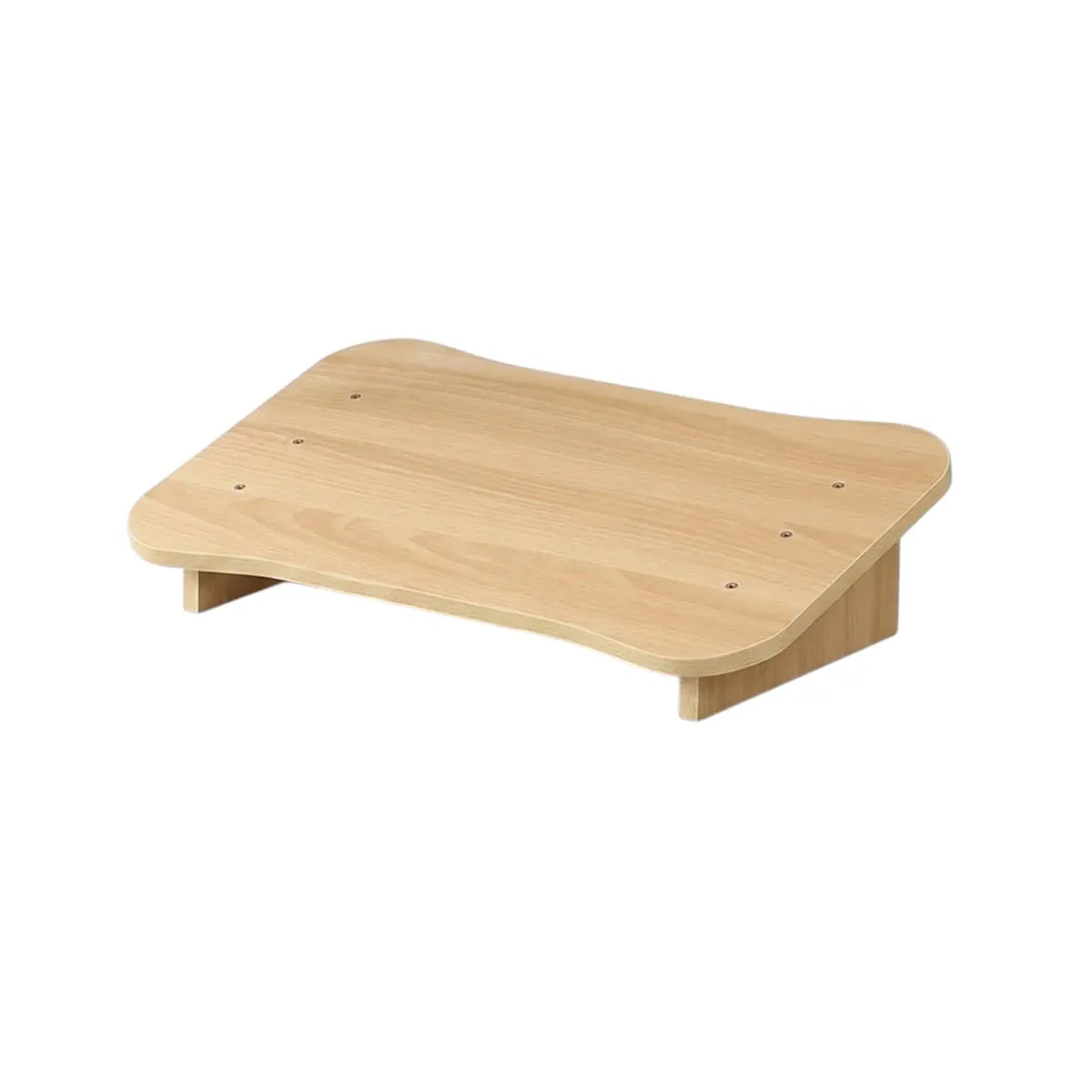 Vue d'ensemble du repose-pieds ergonomique Sylva Axis en bois composite finition grain bois, conçu pour améliorer la posture et la circulation.