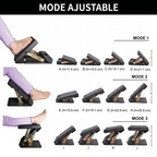 Guide des modes de réglage en hauteur et inclinaison du repose-pieds réglable Titan Step pour un confort sur mesure.