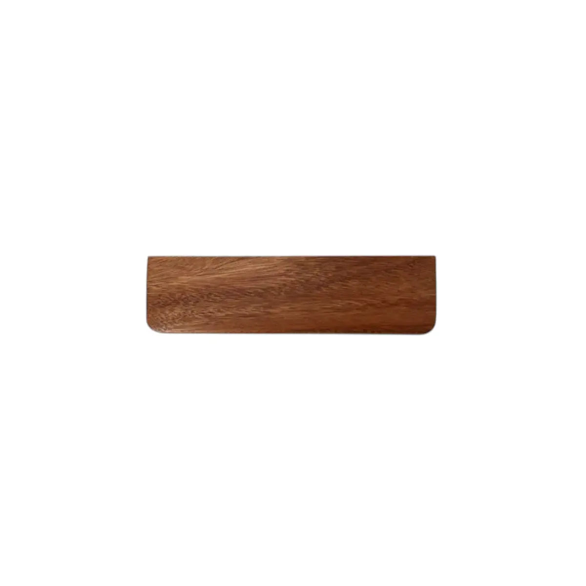 Vue de face sur fond blanc du repose poignet clavier SilvaAlign Pro en bois de noyer massif, modèle compact de 30 cm pour claviers 60% et alignement neutre.