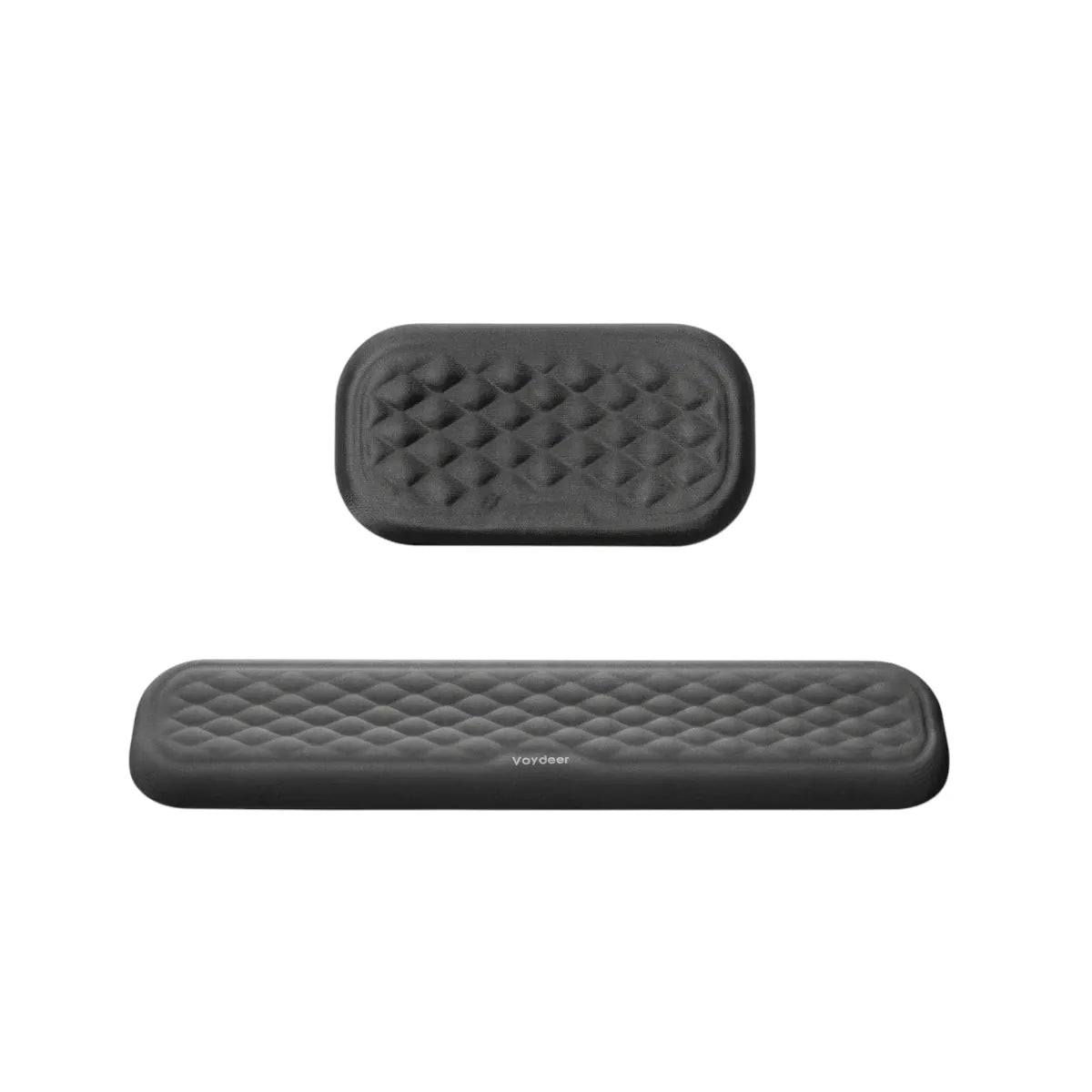 Présentation sur fond blanc du repose poignet clavier et souris MorphoRest taille compacte pour un alignement neutre du poignet.