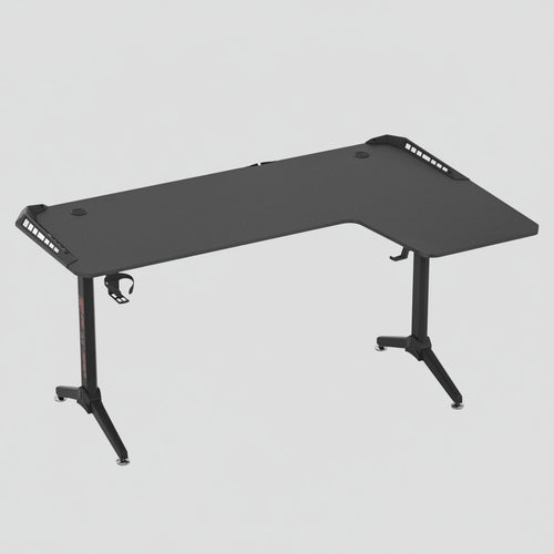 Retour à droite Bureau Gaming LED en L - Configuration Ergonomique avec Éclairage RGB 162cm