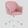 Rose Chaise de Bureau Ergonomique en Velours avec Accoudoirs et Roulettes