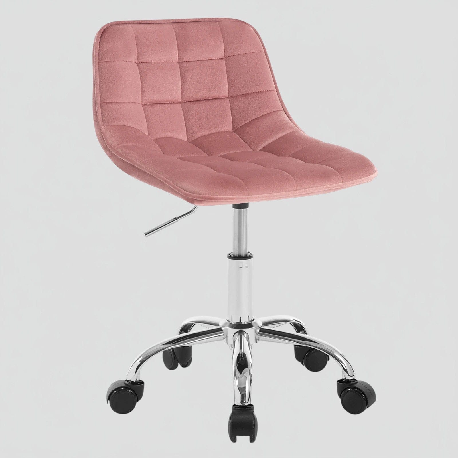 Rose Chaise de Bureau Pivotante en Velours avec Dossier Ergonomique et Réglage en Hauteur