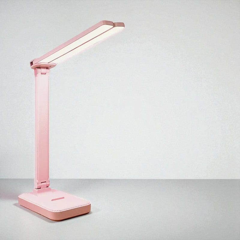 Rose Lampe de Bureau LED Pliable à Gradation Continue - Protection Oculaire et Batterie Rechargeable