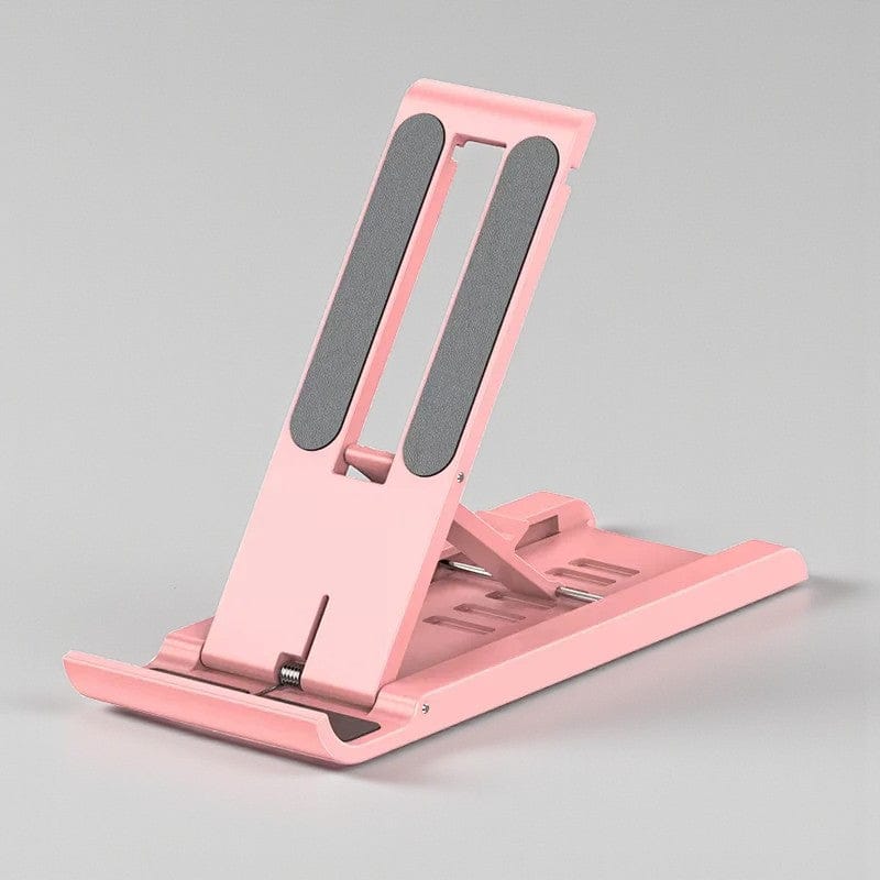 Rose Support Téléphone Pliable & Réglable - 6 Niveaux d’Inclinaison, Multi-Usages