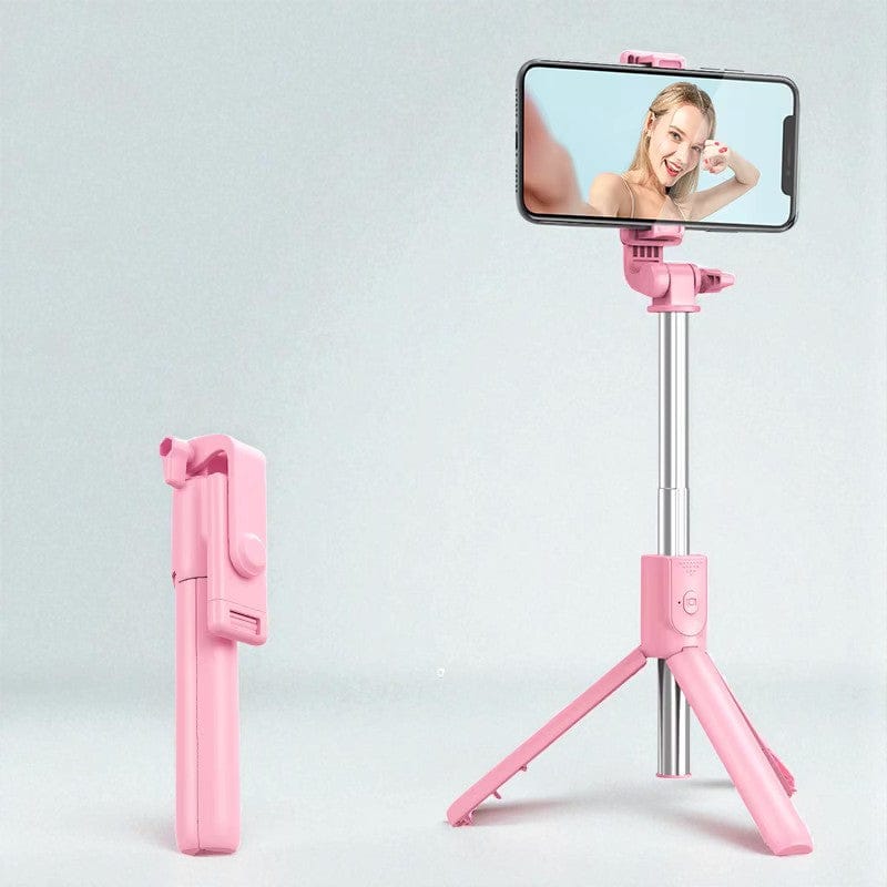 Rose Trépied Téléphone Bluetooth 3-en-1 avec Perche Selfie Extensible