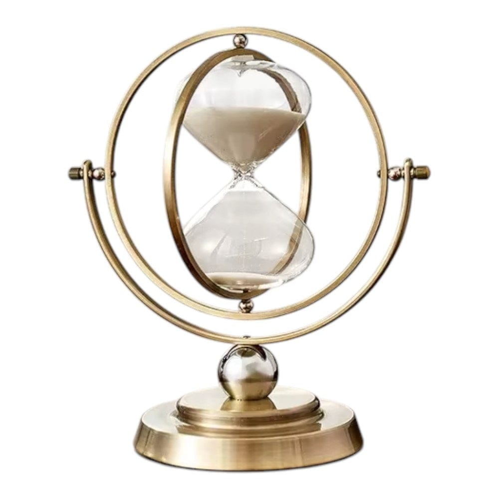 Sablier AETERNA modèle 60 minutes avec orbite de cuivre et socle lesté pour un focus absolu.