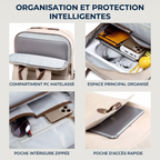 Compartiments et poches avec protection antichoc ordinateur du sac à dos Helya.