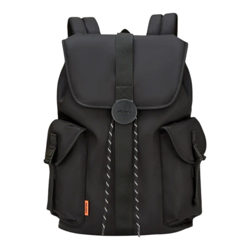 Sac à dos Mixi 16 pouces noir classique avec boucles premium et sangle centrale.