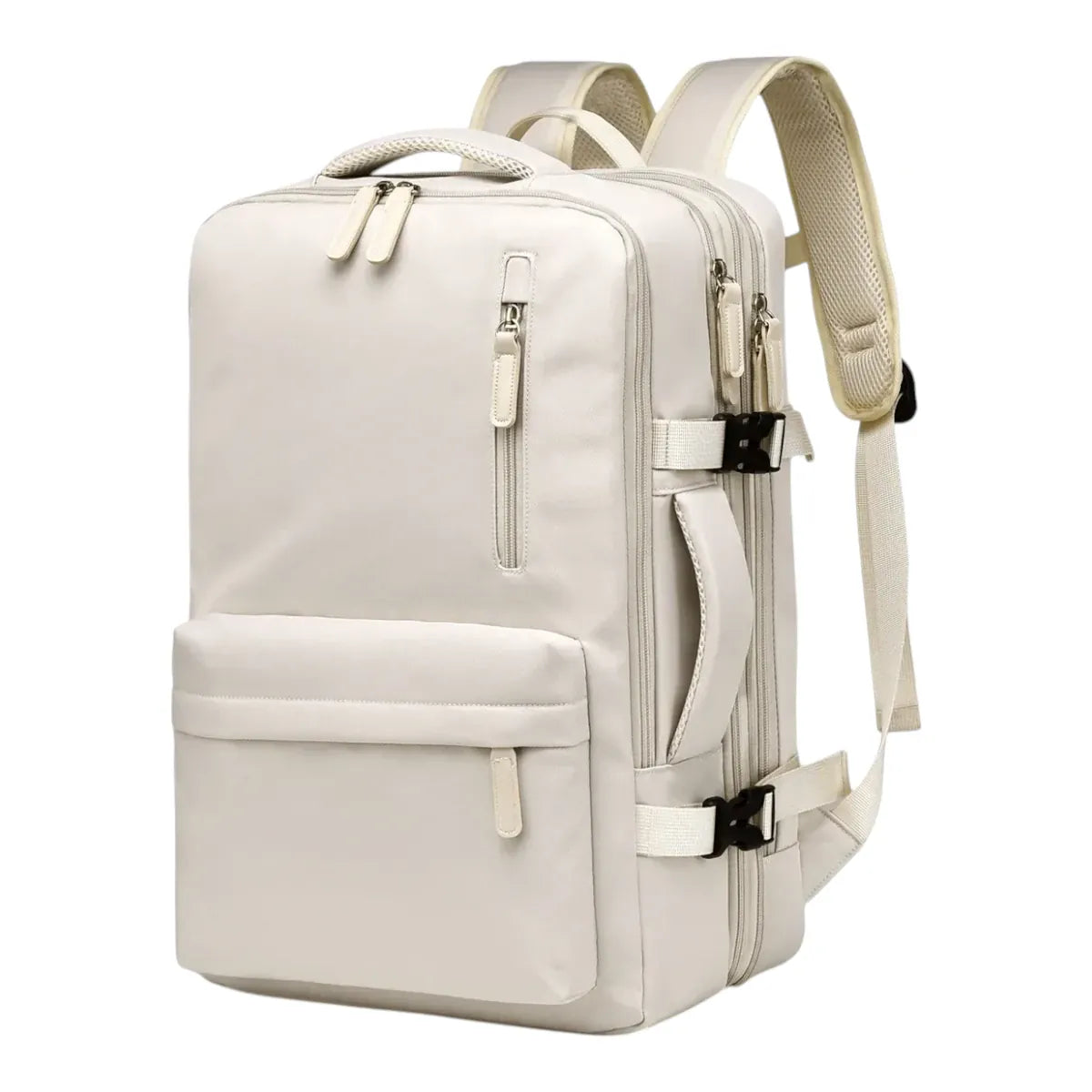 Sac à dos ordinateur femme AeroPro en coloris blanc crème, idéal pour les déplacements professionnels et le commuting urbain.