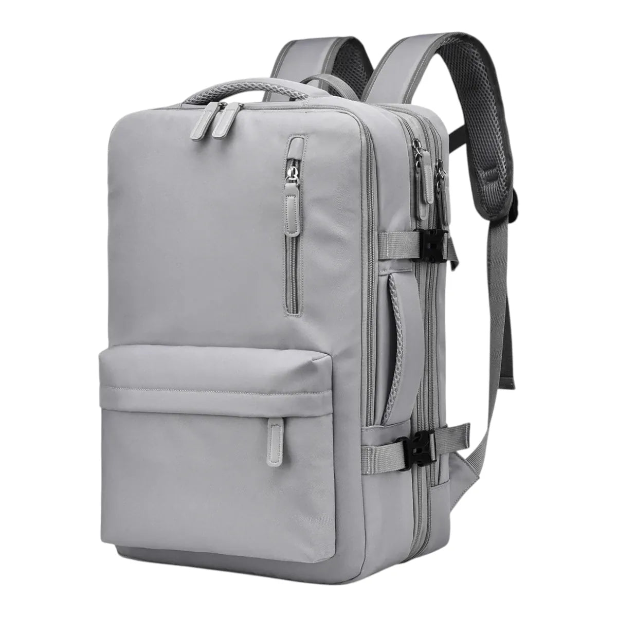 Sac à dos ordinateur femme AeroPro en coloris gris perle, équipé de bretelles ergonomiques alvéolées pour un confort postural maximal.