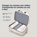 Vue du compartiment principal du sac à dos ordinateur femme AeroPro ouvert à 180 degrés pour un rangement type valise.