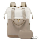 Sac à dos ordinateur femme Albane de couleur beige clair et taupe élégant