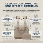 Infographie des bénéfices clés et du confort biomécanique du sac à dos ordinateur femme Albane