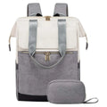 Sac à dos ordinateur femme Albane design blanc cassé et gris avec pochette
