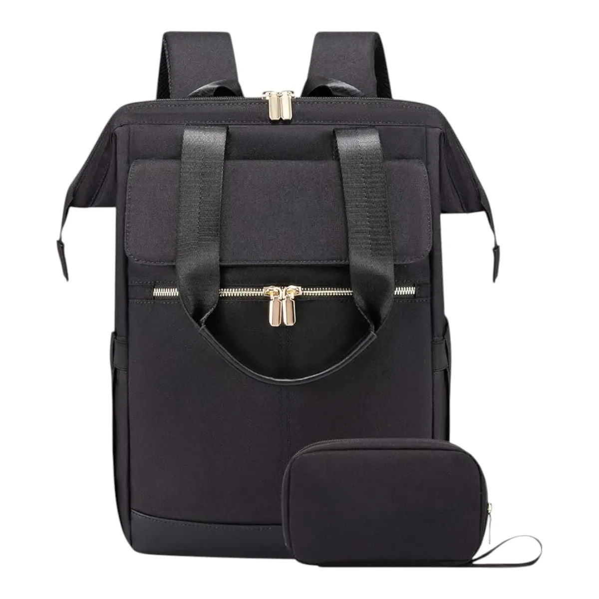 Sac à dos ordinateur femme Albane noir uni au style minimaliste professionnel