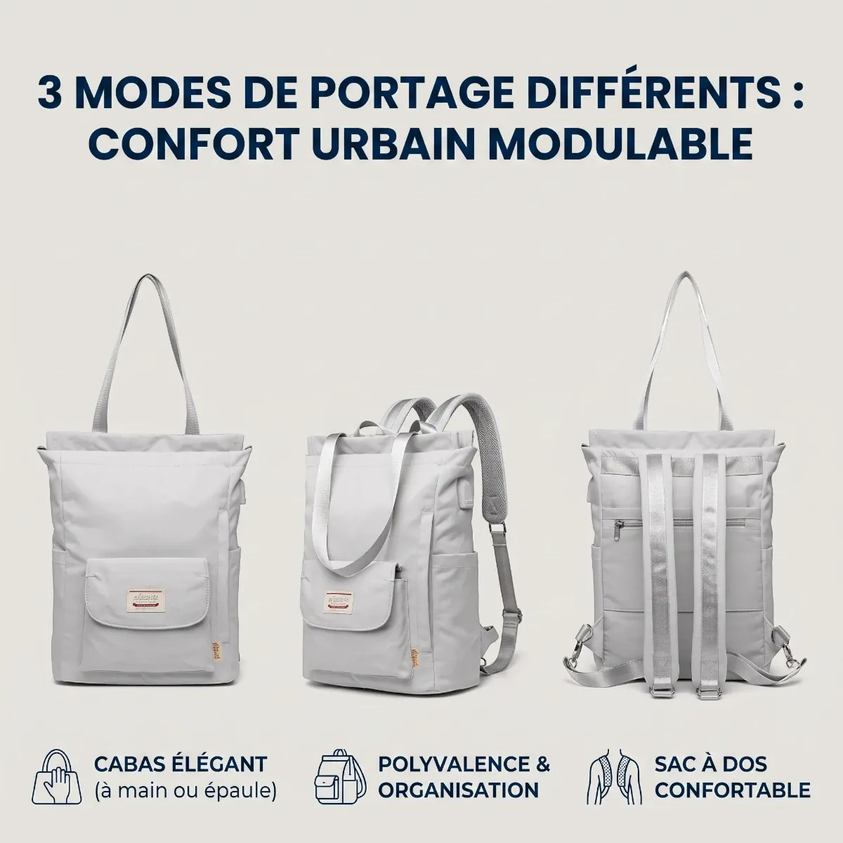 Les 3 modes de portage du sac à dos ordinateur femme Allure