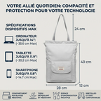 Spécifications et dimensions du sac à dos ordinateur femme Allure
