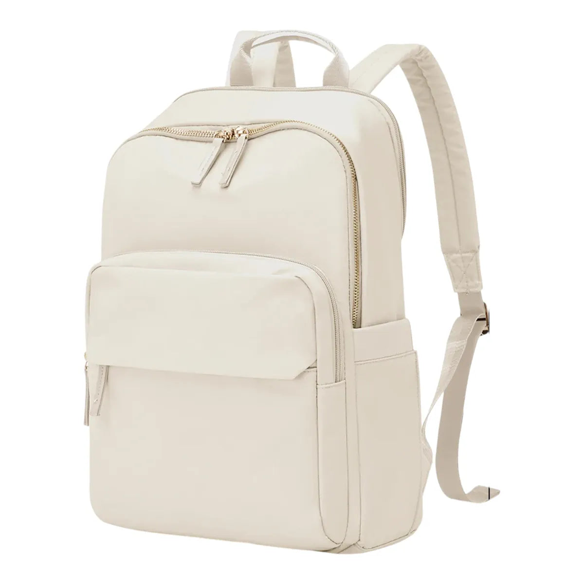 Sac à dos ordinateur femme Aurelia couleur crème présenté de profil sur fond blanc studio.