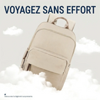Le sac à dos ordinateur femme Aurelia flottant au-dessus des nuages pour symboliser sa légèreté remarquable.