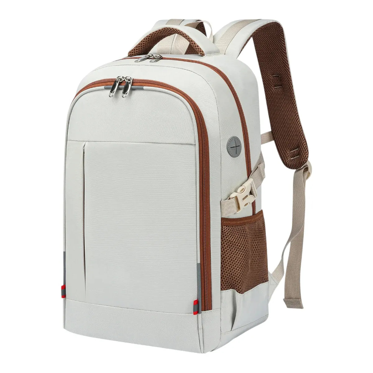 Sac à dos ordinateur femme Avena coloris blanc beige sur fond blanc