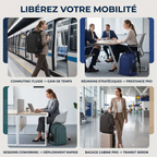 Différentes situations d'utilisation du sac à dos ordinateur femme Avena en mobilité urbaine