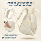 Détails ergonomiques du sac à dos ordinateur femme Elya montrant les bretelles rembourrées et le panneau dorsal respirant