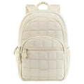 Sac à dos ordinateur femme Elya de couleur crème beige matelassé vue de face style business élégant