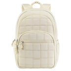 Sac à dos ordinateur femme Elya de couleur crème beige matelassé vue de face style business élégant