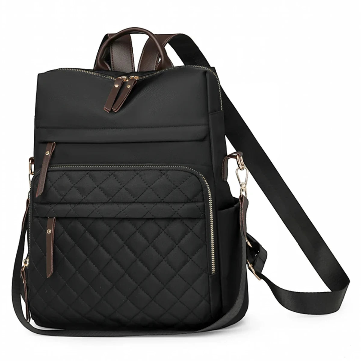 Sac à dos ordinateur femme Elysée noir, design matelassé élégant avec protection antichoc ordinateur.