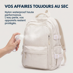 Démonstration du tissu imperméable et déperlant du sac à dos ordinateur femme Irisia