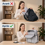 Comparatif avant après organisation et rangement avec le sac à dos ordinateur femme Kora.