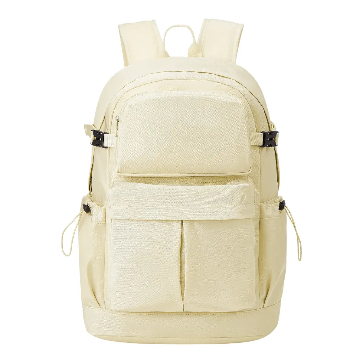 Photo de face sur fond blanc du sac à dos ordinateur femme Libra en coloris crème.