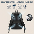 Zoom sur le tissu mesh respirant et le soutien dorsal du sac à dos ordinateur femme Libra.