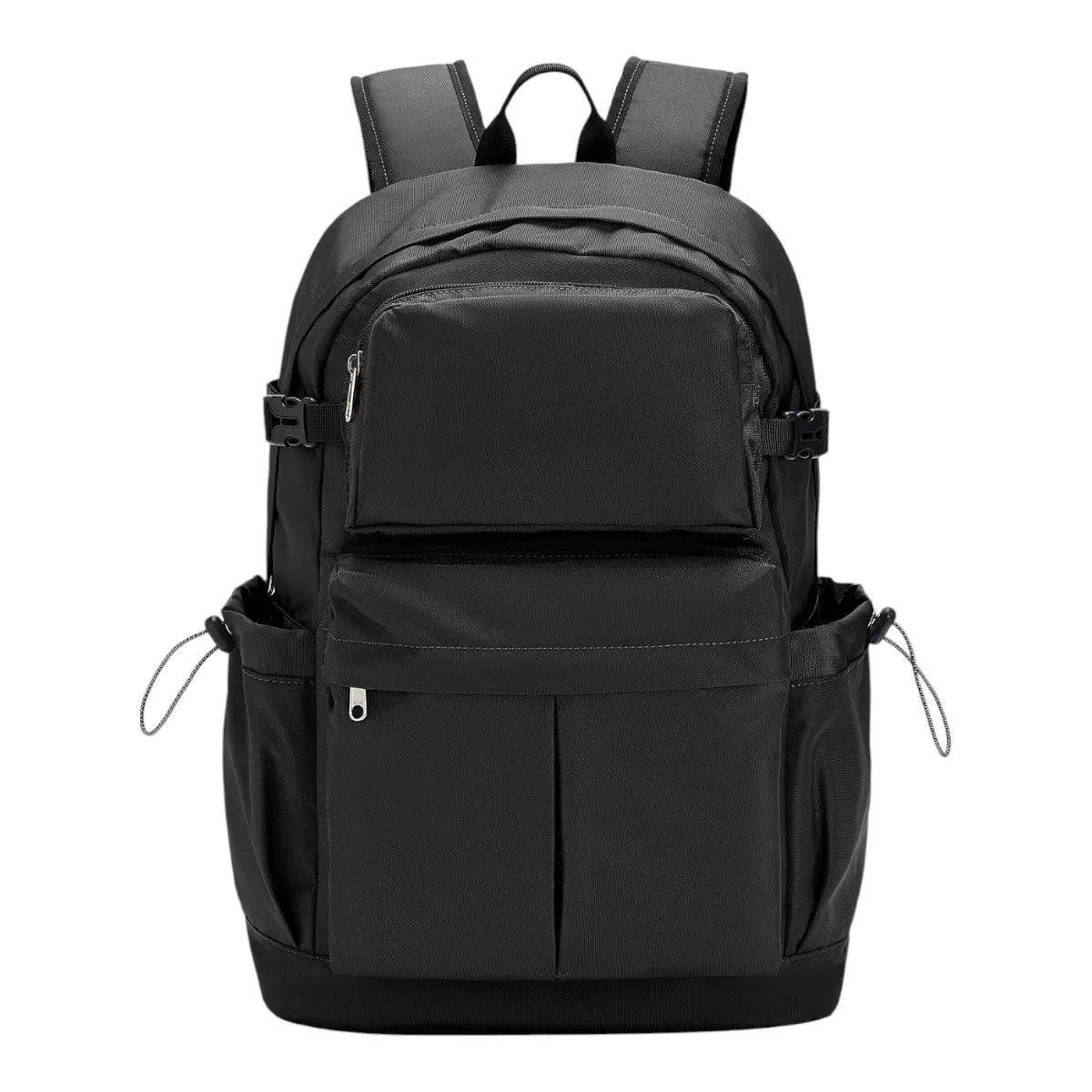 Photo de face sur fond blanc du sac à dos ordinateur femme Libra en noir.